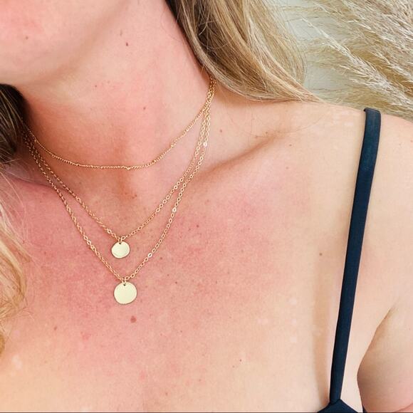 NEW NORDSTROM REVOLVE Gold Disc Multi Strand Layering Choker Necklace Jewelry - Picture 1 of 7
